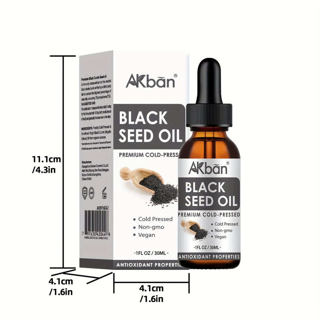 Black Seed Oil - Cold-Pressed Nigella Sativa Black Cumin Seed Oil Omega 3 6 9, Liquid Pure Blackseed Oil Antioxidant - 30ml/1 Fl Oz
