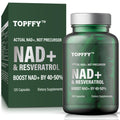 TOPFFY NAD+ & Resveratrol Boost Supplement, 120 Softgels - Hypoallergenic Formula for Energy & Longevity, 40-50% Higher Absorption Rate, Non-Prescription, 3-Year Shelf Life