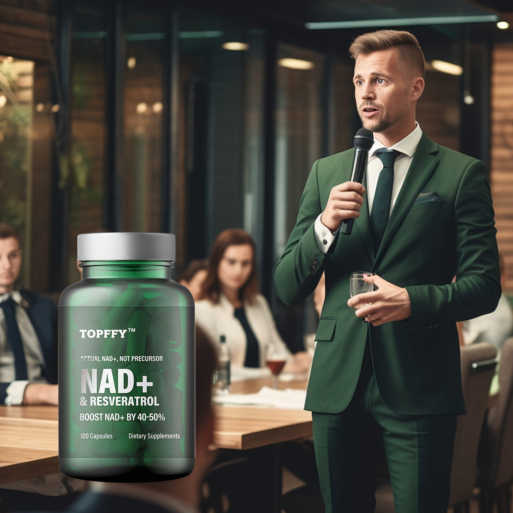 TOPFFY NAD+ & Resveratrol Boost Supplement, 120 Softgels - Hypoallergenic Formula for Energy & Longevity, 40-50% Higher Absorption Rate, Non-Prescription, 3-Year Shelf Life