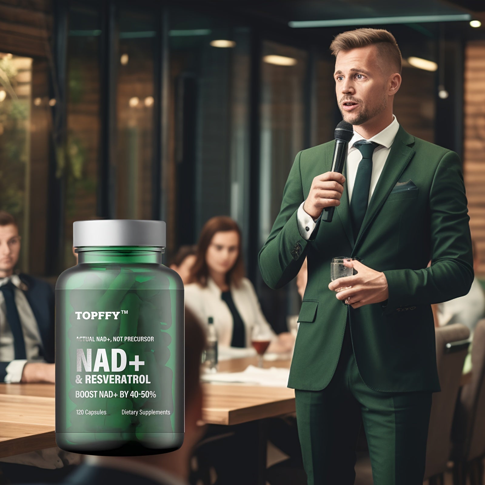 TOPFFY NAD+ & Resveratrol Boost Supplement, 120 Softgels - Hypoallergenic Formula for Energy & Longevity, 40-50% Higher Absorption Rate, Non-Prescription, 3-Year Shelf Life