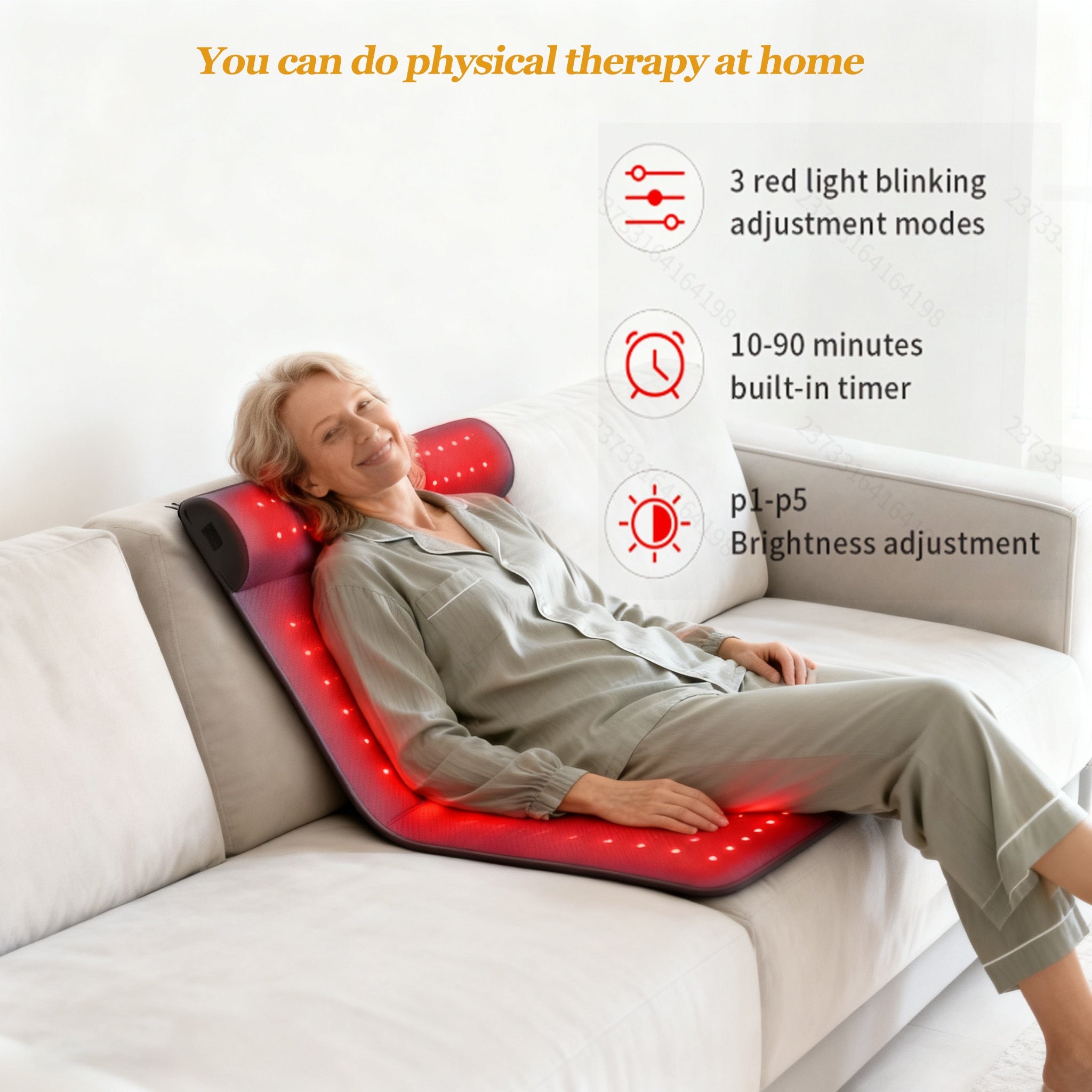 Red Light Therapy Pad - Leather Dual Wavelength LED for Pain Relief & Body Wellness, 19x36 inch