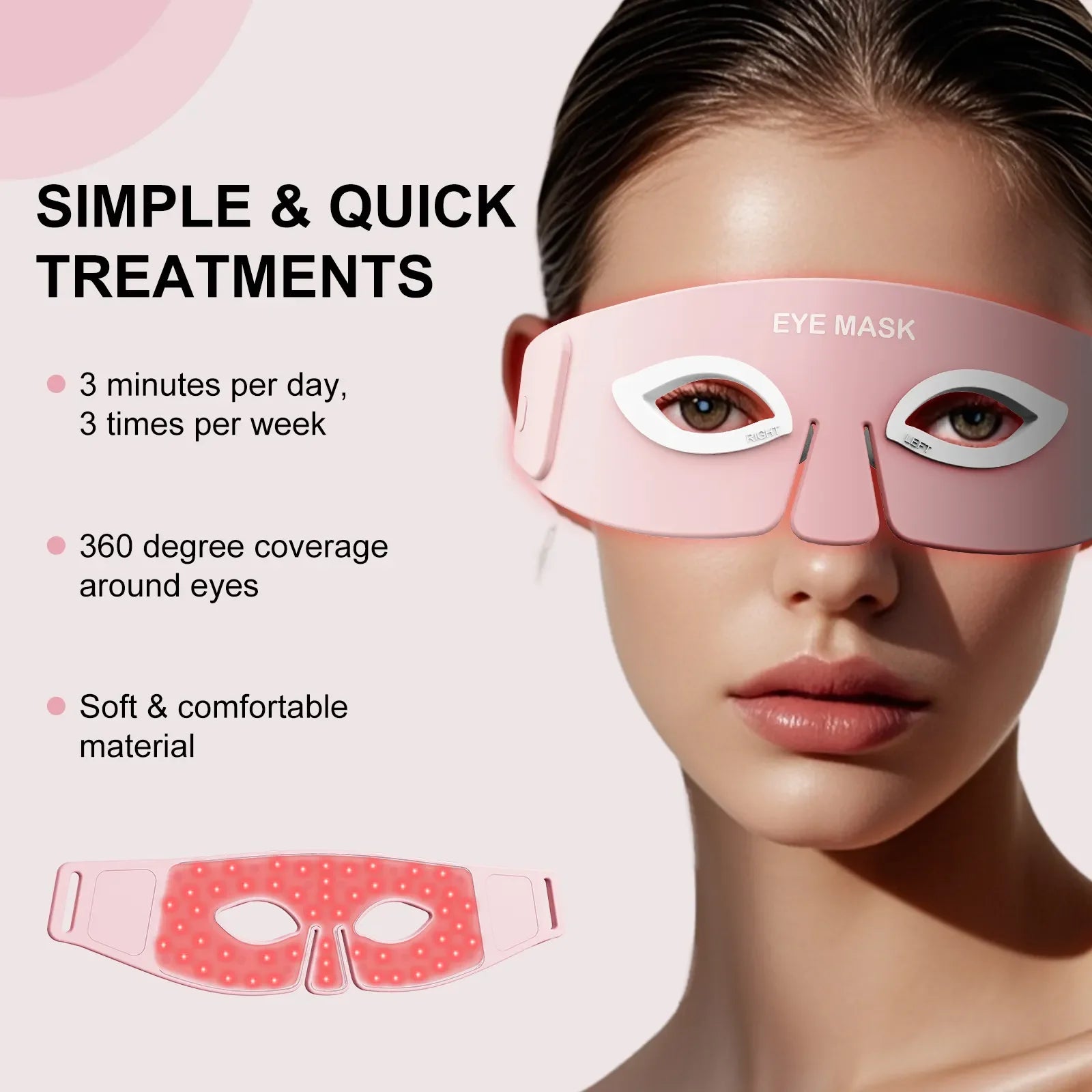 LED Eye Mask - Photon Therapy Red & Infrared Light for Wrinkle Removal & Anti-Aging