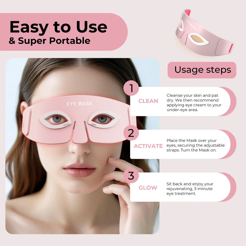 LED Eye Mask - Photon Therapy Red & Infrared Light for Wrinkle Removal & Anti-Aging