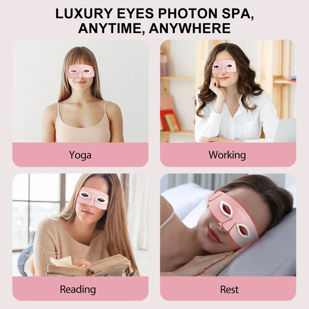 LED Eye Mask - Photon Therapy Red & Infrared Light for Wrinkle Removal & Anti-Aging