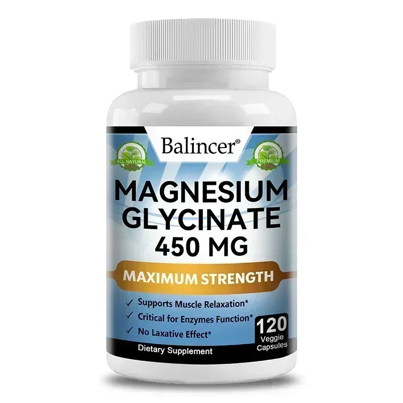 Magnesium Glycinate - Nerves System, Improve Mood Nervous, Muscles Recovery, Heart Health, Sleep Quality Support