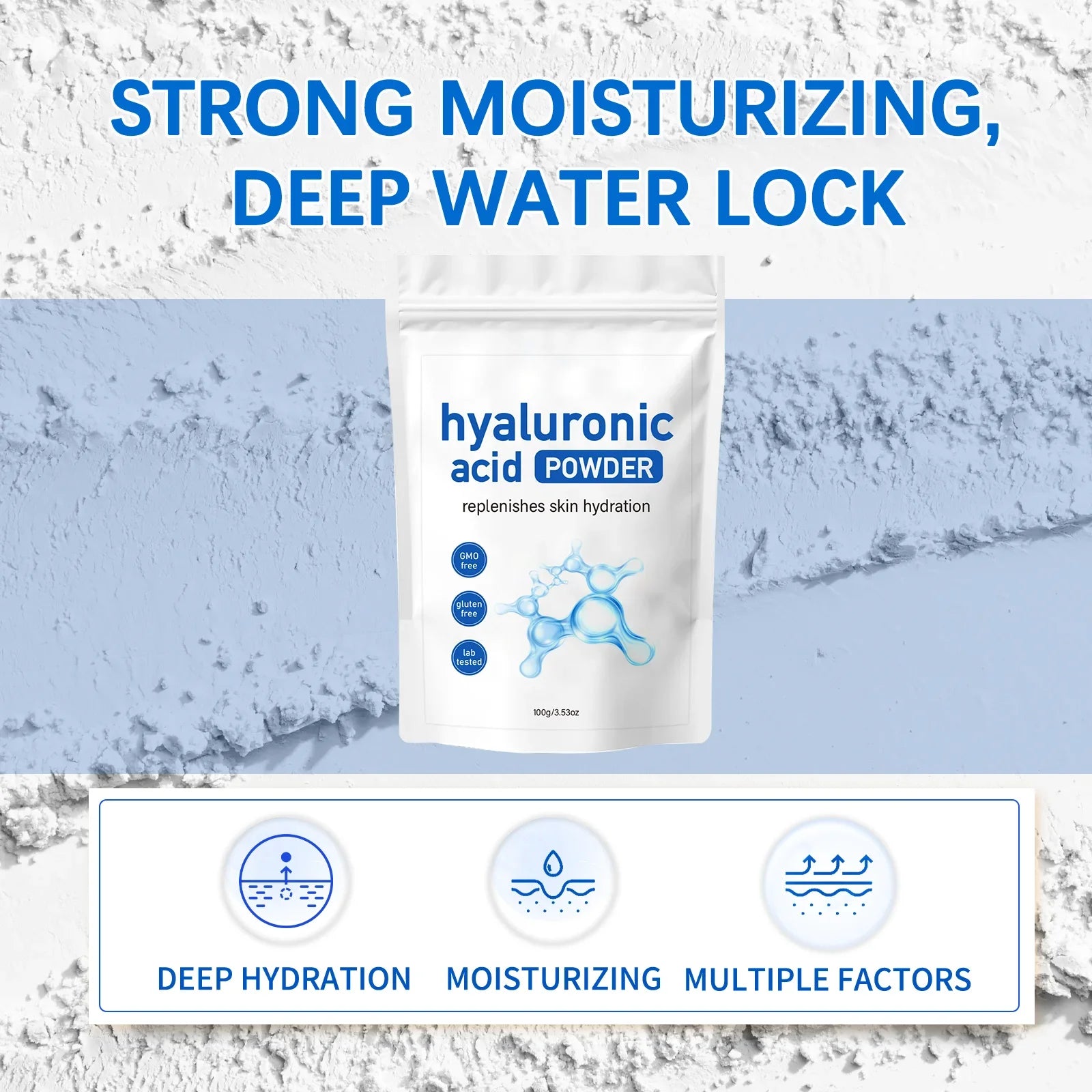 100g Hyaluronic Acid Mask Powder & Spoon Hydrating Smoothing Brighten Nourish Reduced Wrinkles Repairing Skin Barrier Face Mask