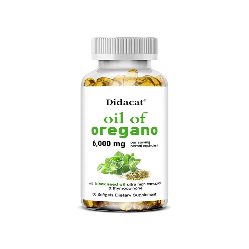 Oregano Oil Softgels Capsules - Contains Black Seed Oil, Promotes Digestion & Intestinal Health, Antioxidant, Improve Immunity H