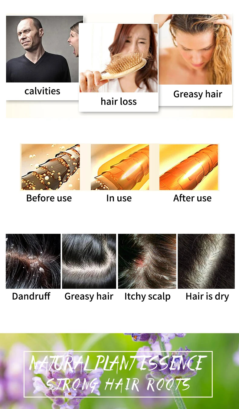 Lavender shampoo is refreshing, oil controlling, and smooth for hair, solving the problem of oily scalp without silicone oil res