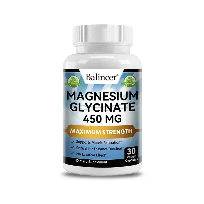 Magnesium Glycinate - Nerves System, Improve Mood Nervous, Muscles Recovery, Heart Health, Sleep Quality Support