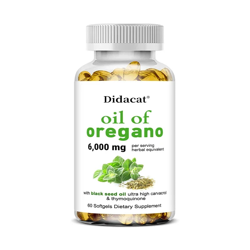 Oregano Oil Softgels Capsules - Contains Black Seed Oil, Promotes Digestion & Intestinal Health, Antioxidant, Improve Immunity H