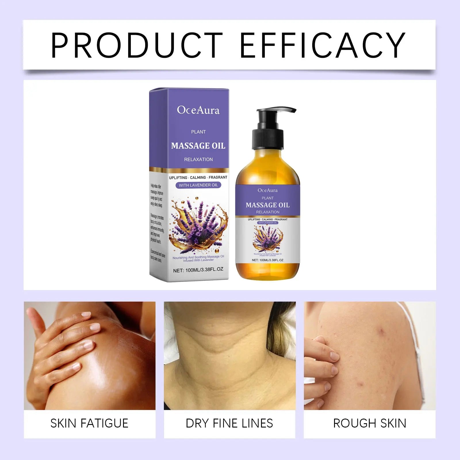 Lavender Essential Oil Relief Stress Improve Sleep Spa Moisturizing Comfortable Calming Nourishing Body Relaxing Massage Essence