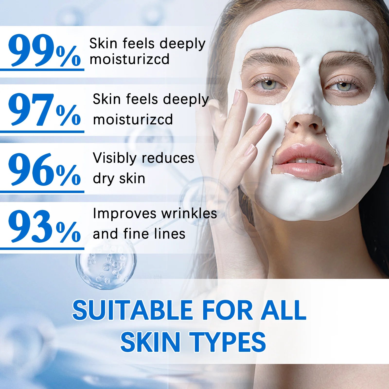 100g Hyaluronic Acid Mask Powder & Spoon Hydrating Smoothing Brighten Nourish Reduced Wrinkles Repairing Skin Barrier Face Mask