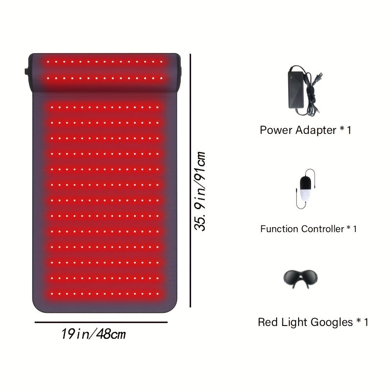 Red Light Therapy Pad - Leather Dual Wavelength LED for Pain Relief & Body Wellness, 19x36 inch