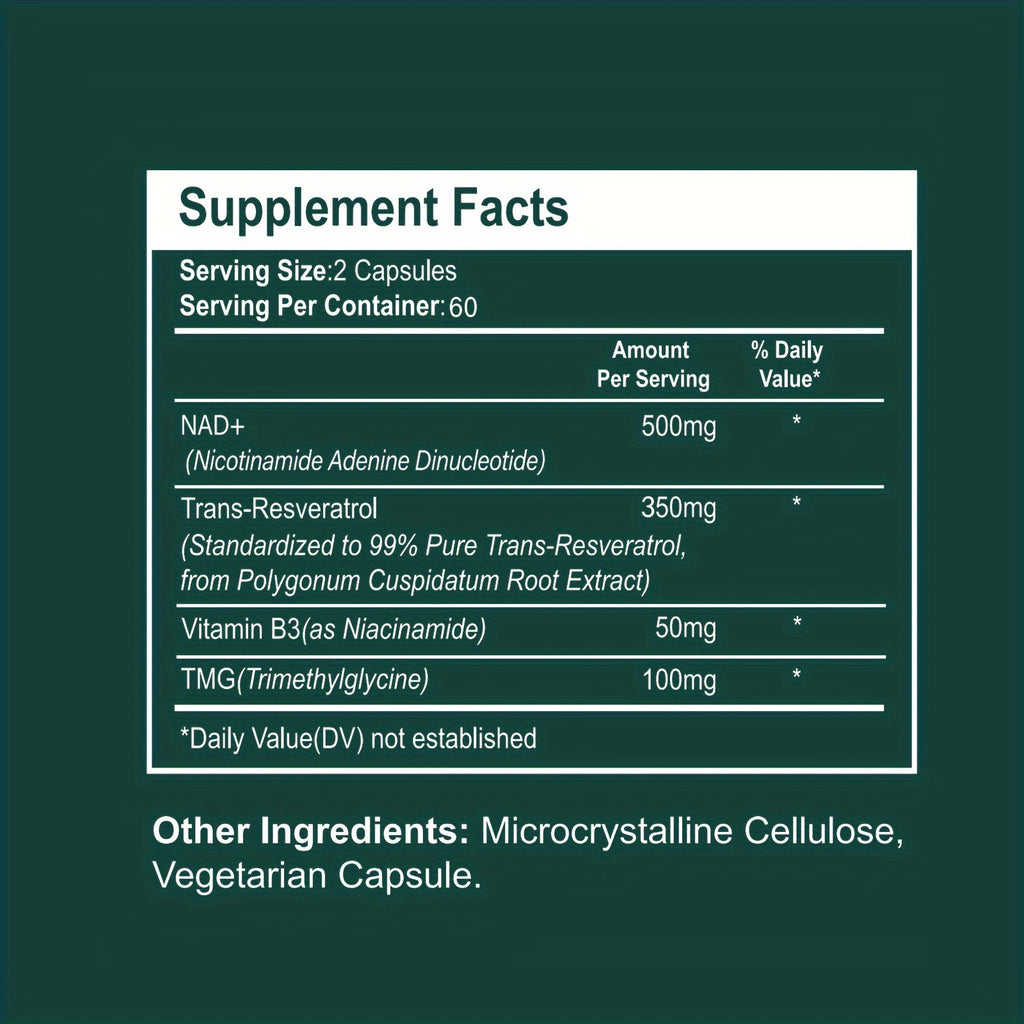 TOPFFY NAD+ & Resveratrol Boost Supplement, 120 Softgels - Hypoallergenic Formula for Energy & Longevity, 40-50% Higher Absorption Rate, Non-Prescription, 3-Year Shelf Life